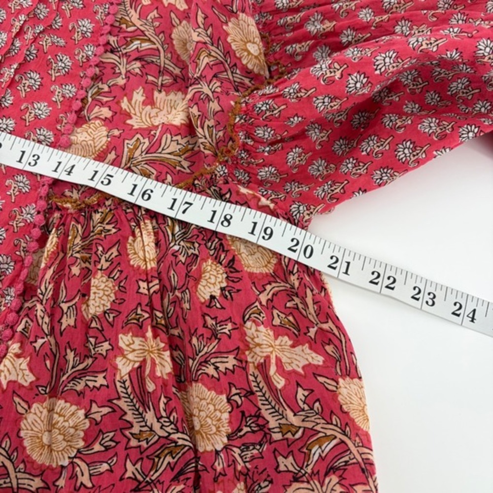 Rachel Zoe Womens Size XS Pink Floral Print Bell Sleeve Blouse Boho Festival - Picture 6 of 7